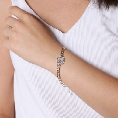 Baget Taşlı 14K Altın Bileklik