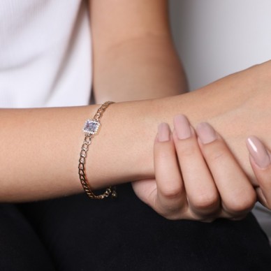 Baget Taşlı 14K Altın Bileklik