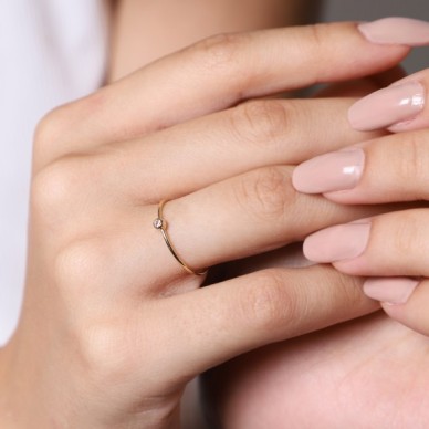 Point Mini Detay 14K Altın Yüzük