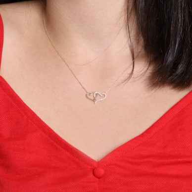 Kalp Kalbe Karşı 14K Altın Kolye