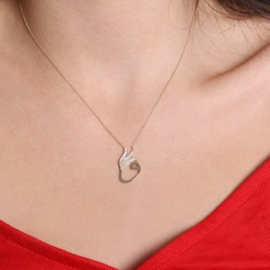 Lale Motifli Vav 14K Altın Kolye