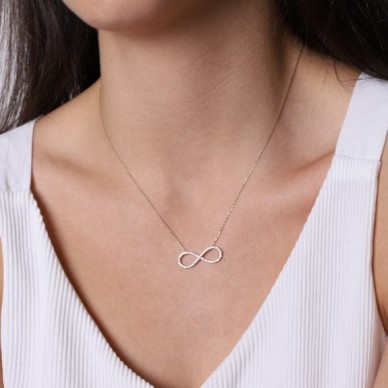 Klasik Taşlı Sonsuzluk 14K Altın Kolye