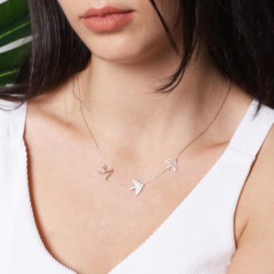 Kırlangıçlar 14K Altın Kolye