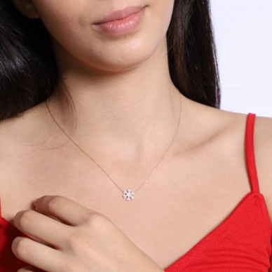 Minimal Kar Tanesi 14K Altın Kolye