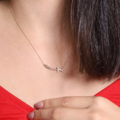 Estetik Zülfikar Kılıç 14K Altın Kolye