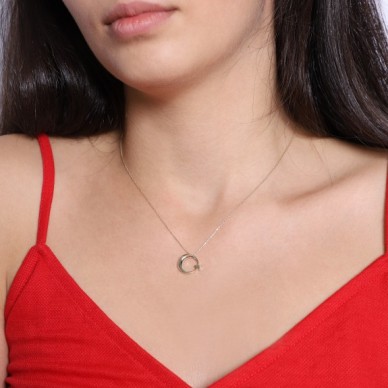 Taşsız Ay Yıldız 14K Altın Kolye