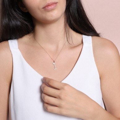 İtalik İ Harf 14K Altın Kolye