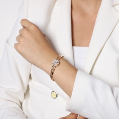 Baget Taşlı Kaburga 14K Altın Kelepçe