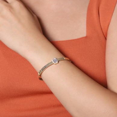 Baget Taşlı Çavuş Model 14K Altın Kelepçe