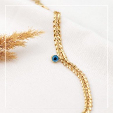 Nazar Boncuklu 14K Altın Bileklik