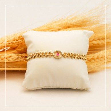 Renkli Dorika Toplu 14K Altın Bileklik