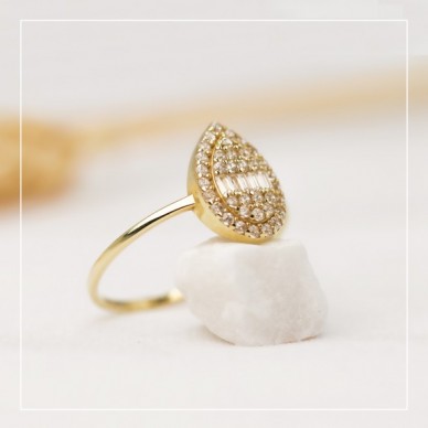 Damla Baget Minimal 14K Altın Yüzük