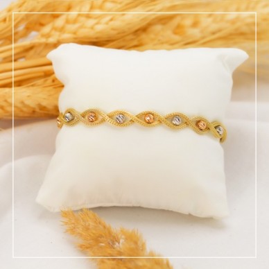 Sarmal Renkli Dorika 14K Altın Bileklik