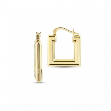 Kare Motifli 14K Altın Küpe