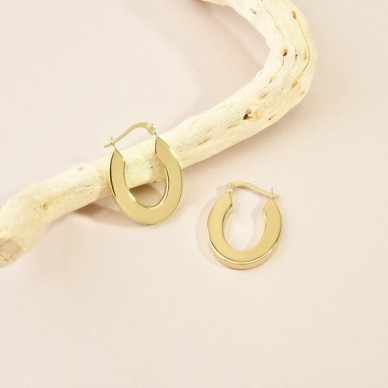 Disk Halka 14K Altın Küpe