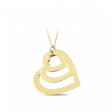 Kalp Sallantılı İsim Yazılabilir Plaka 14K Altın Kolye