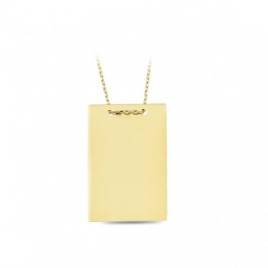 Dikdörtgen Plaka 14K Altın Kolye