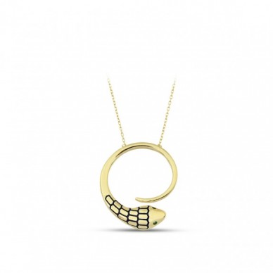 Spiral Yılan 14 Ayar Kolye