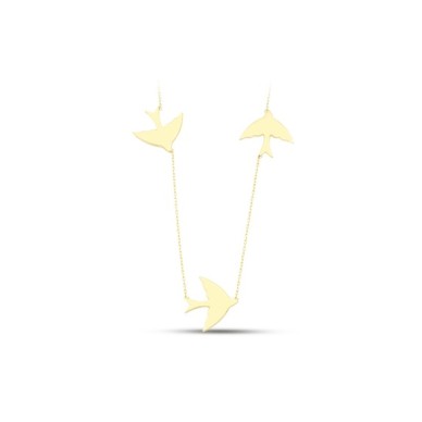 Üçlü Kırlangıç 14 Ayar Altın Kolye