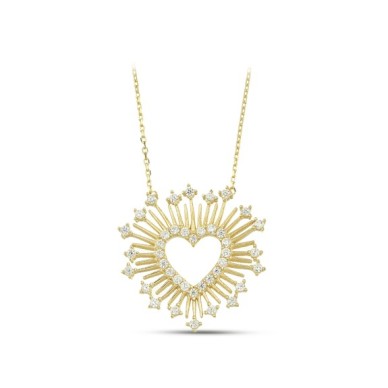 Işıldayan Kalp 14 Ayar Altın Kolye